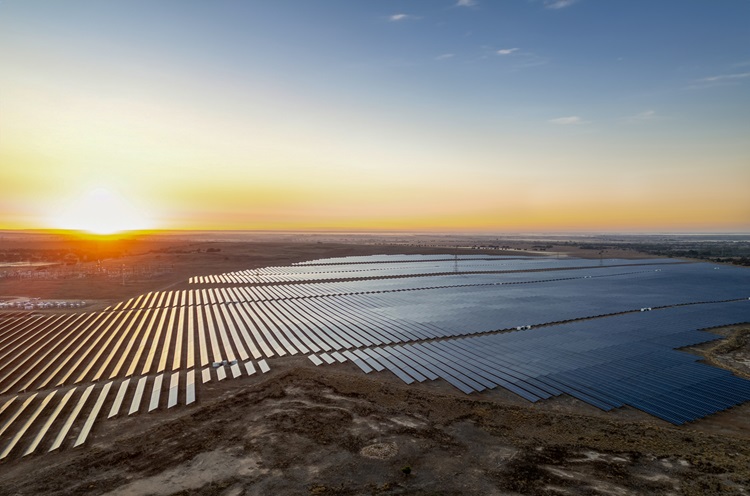 A landscape of solar panels